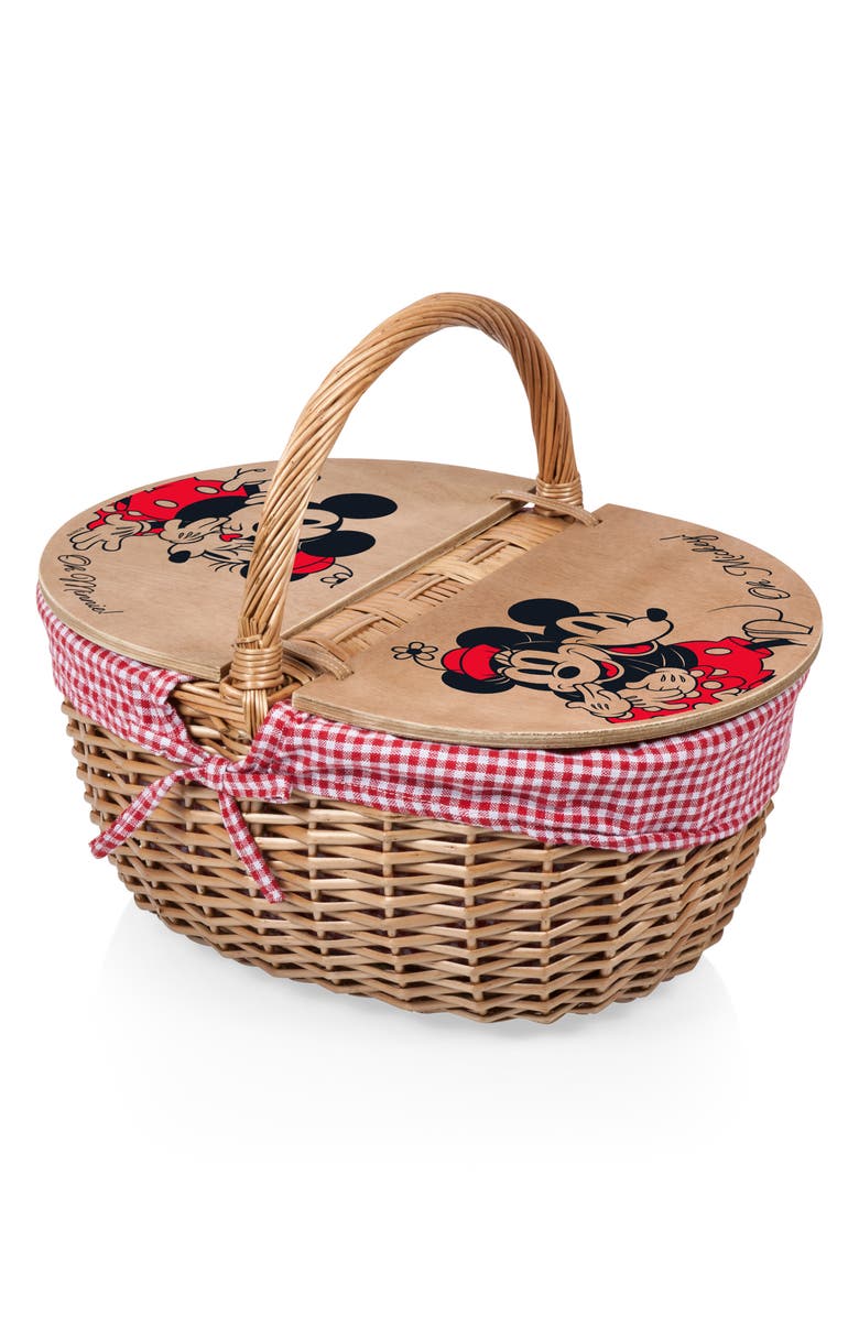 Picnic Time x Disney<sup>®</sup> Mickey & Minnie Mouse Country Picnic Basket, Main, color, Red