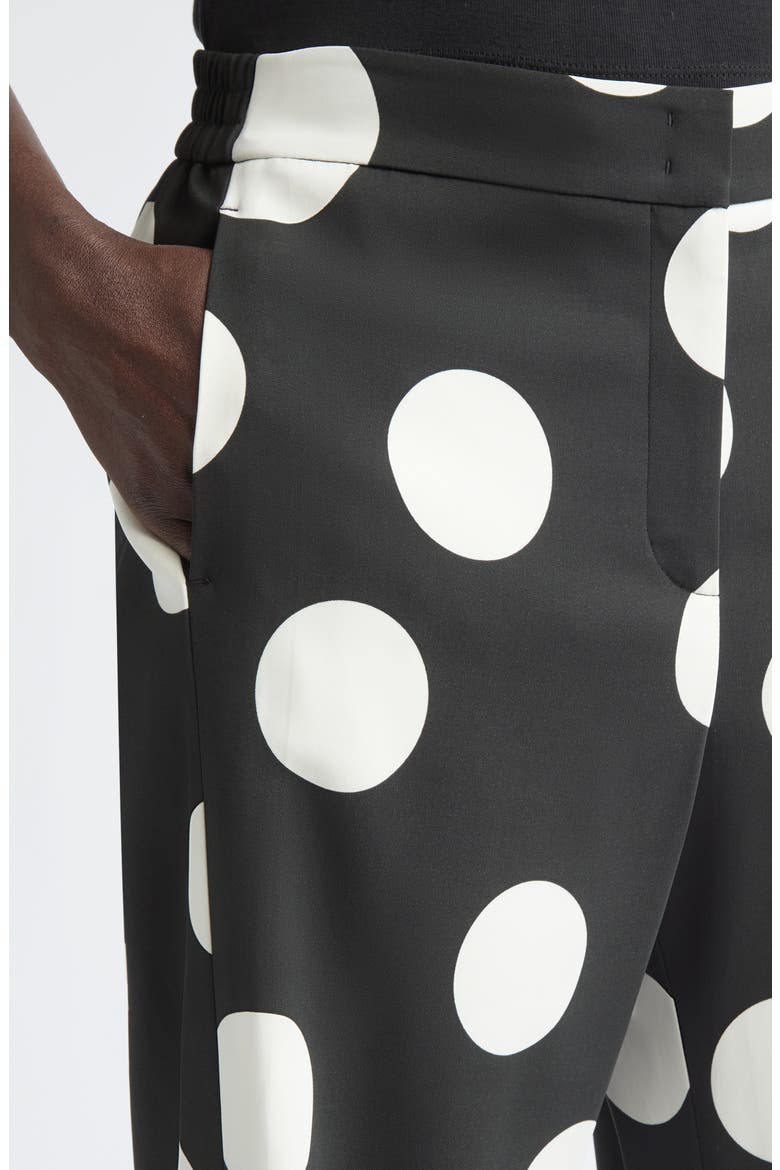 X-Large Polka Dot Stretch Crepe Wide Leg Pants, Alternate, color, BLACK-CREAM