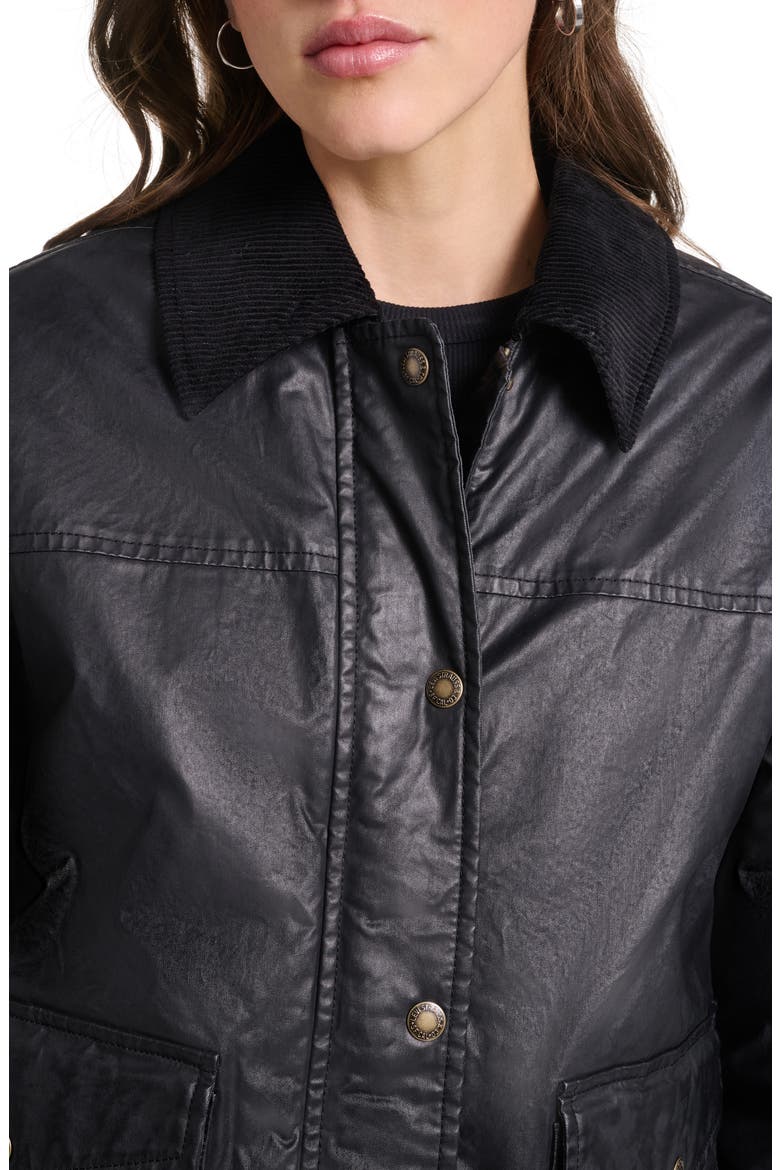 Relaxed Waxed Cotton Bomber Jacket, Alternate, color, BLACK