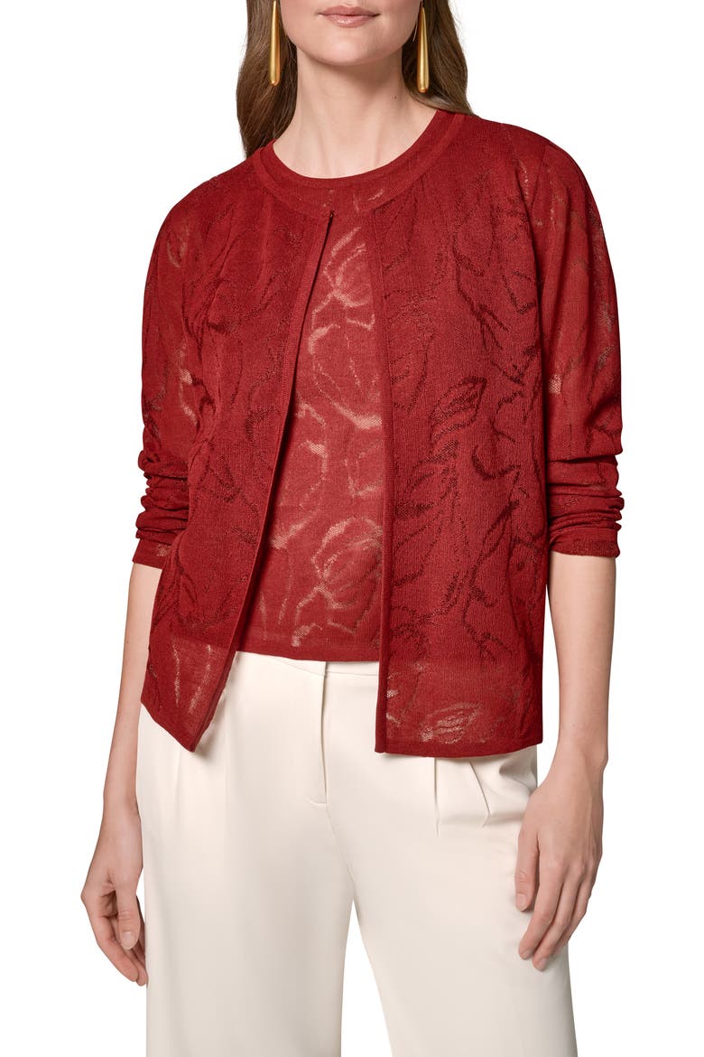 Textured Floral Cardigan, Alternate, color, SUNBAKED