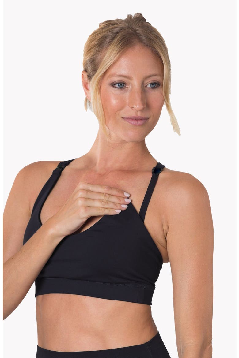 Oceane 2 Medium Support Nursing Sports Bra No Pumping, Alternate, color, Black