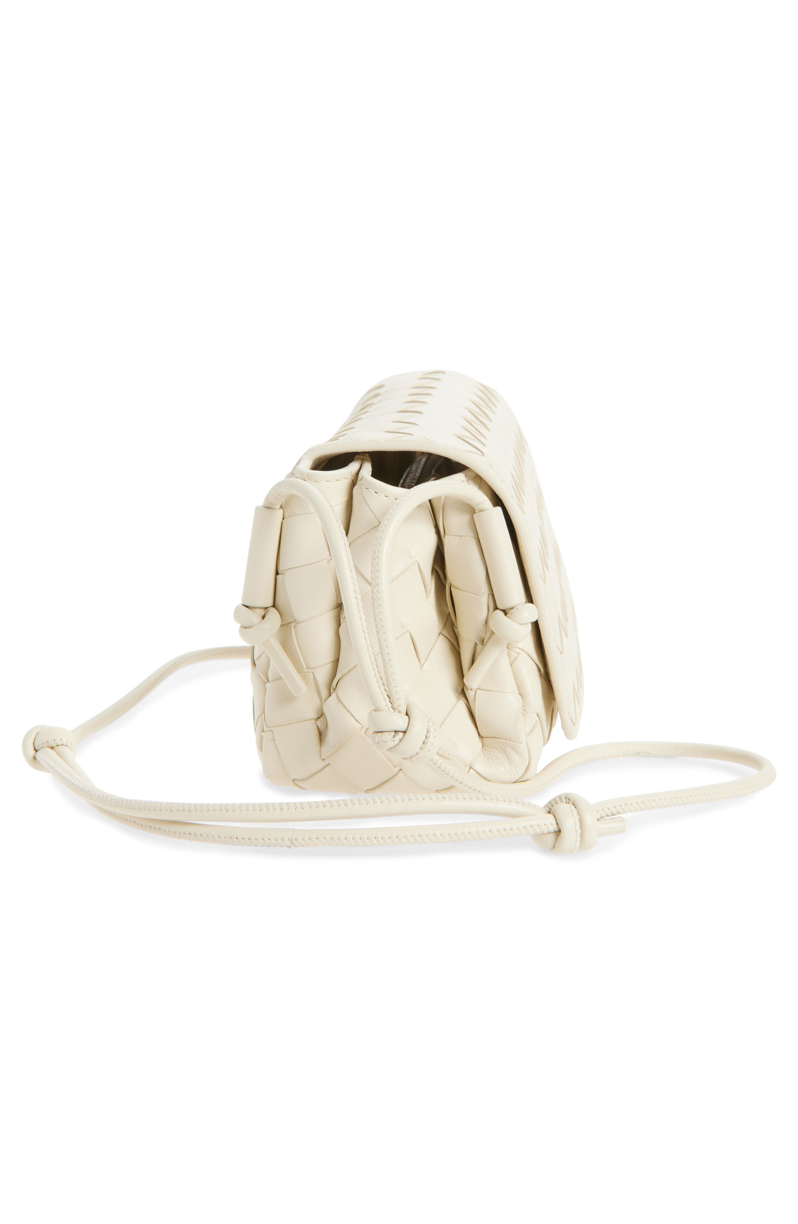 Bottega Veneta Discoteca Intrecciato Leather Crossbody Pouch, Alternate, color, 9197 Sea Salt-Gold