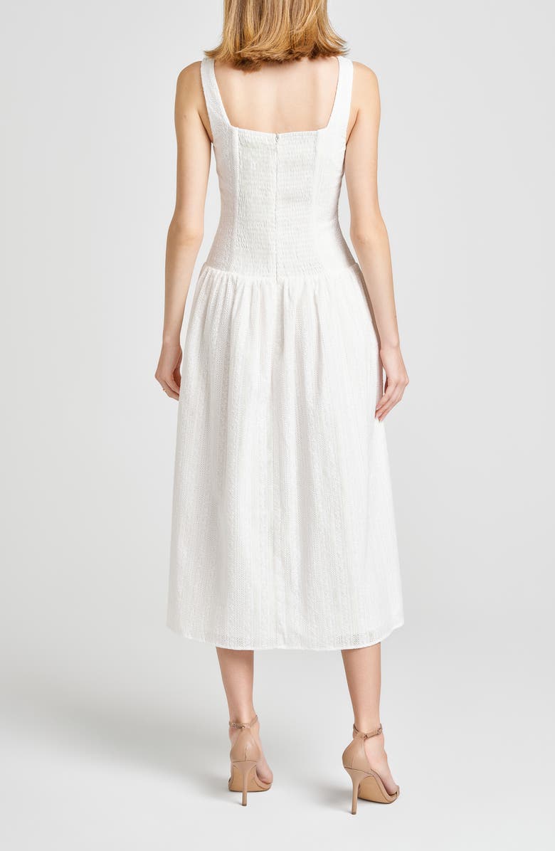 WAYF Eve Eyelet Embroidery A-Line Midi Dress, Alternate, color, Ivory