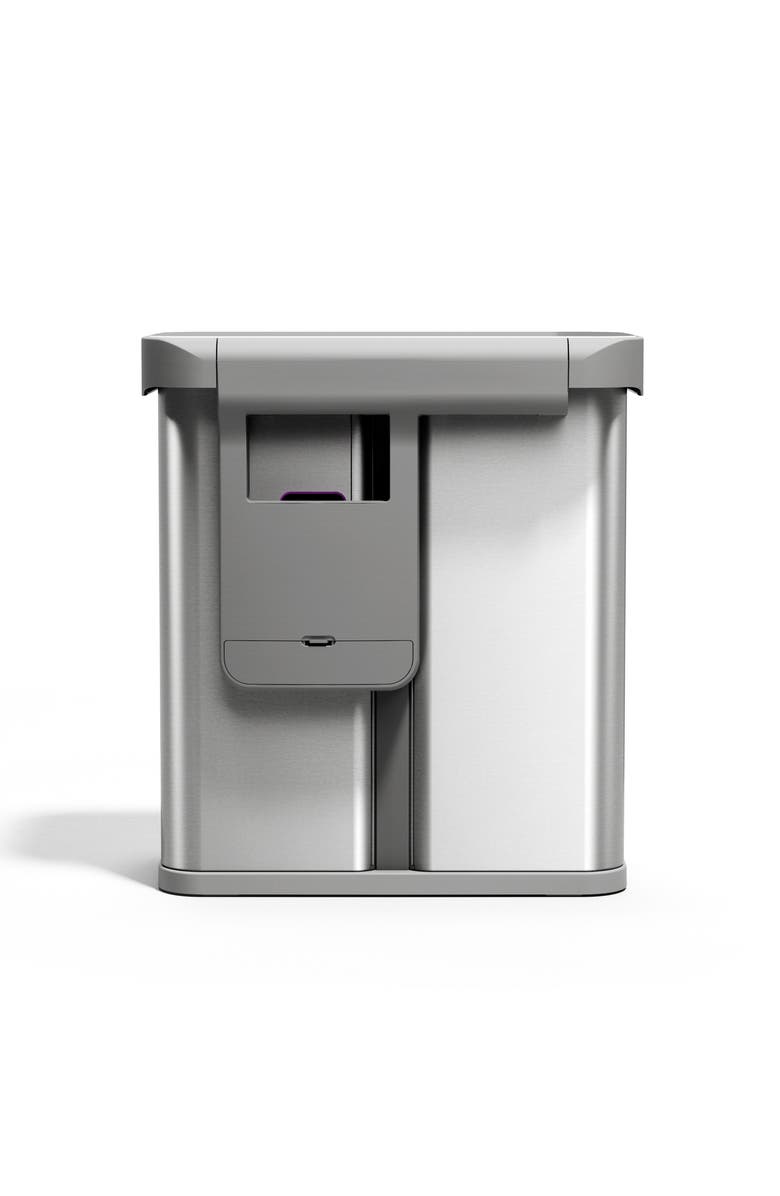 simplehuman 58L sensor recycler with voice and motion control, Alternate, color, Brushed