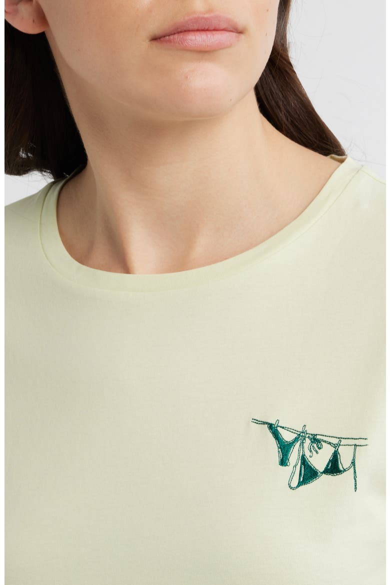 Elove Embroidered Short Sleeve Cotton T-Shirt, Alternate, color, CUCUMBER