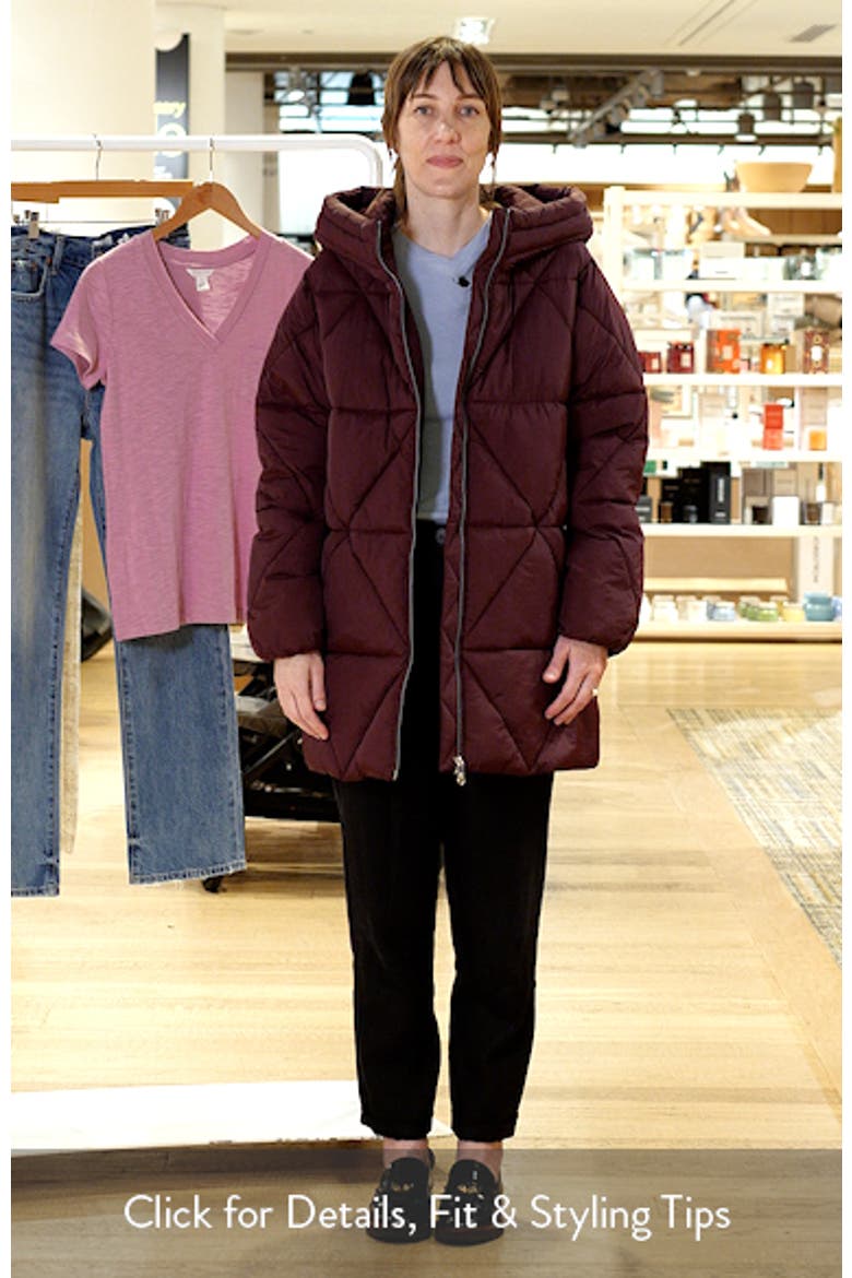 Diamond Quilted Hooded Puffer Coat video