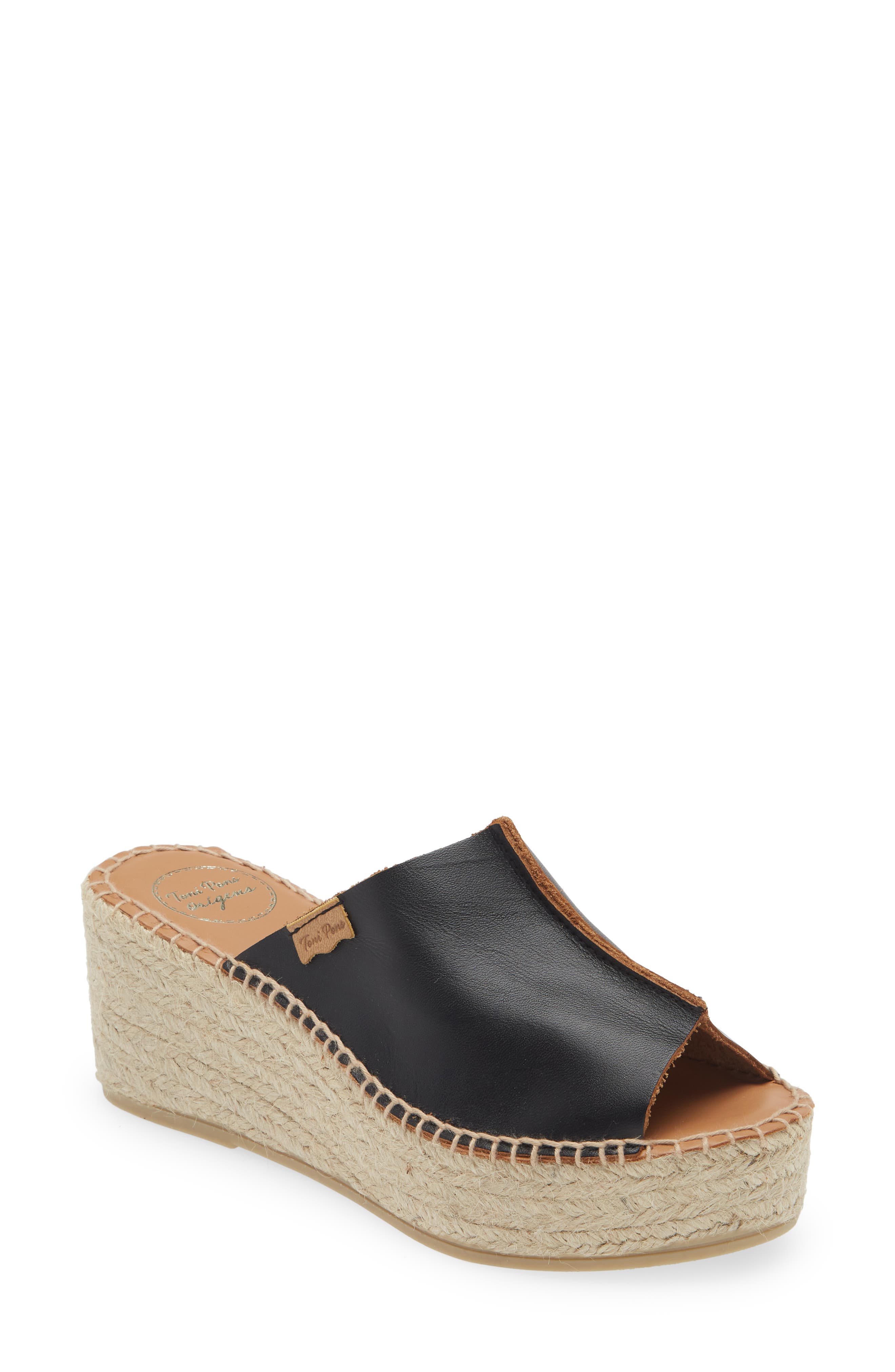 Toni Pons Ivonne Espadrille Platform Wedge Slide Sandal, Main, color, Black