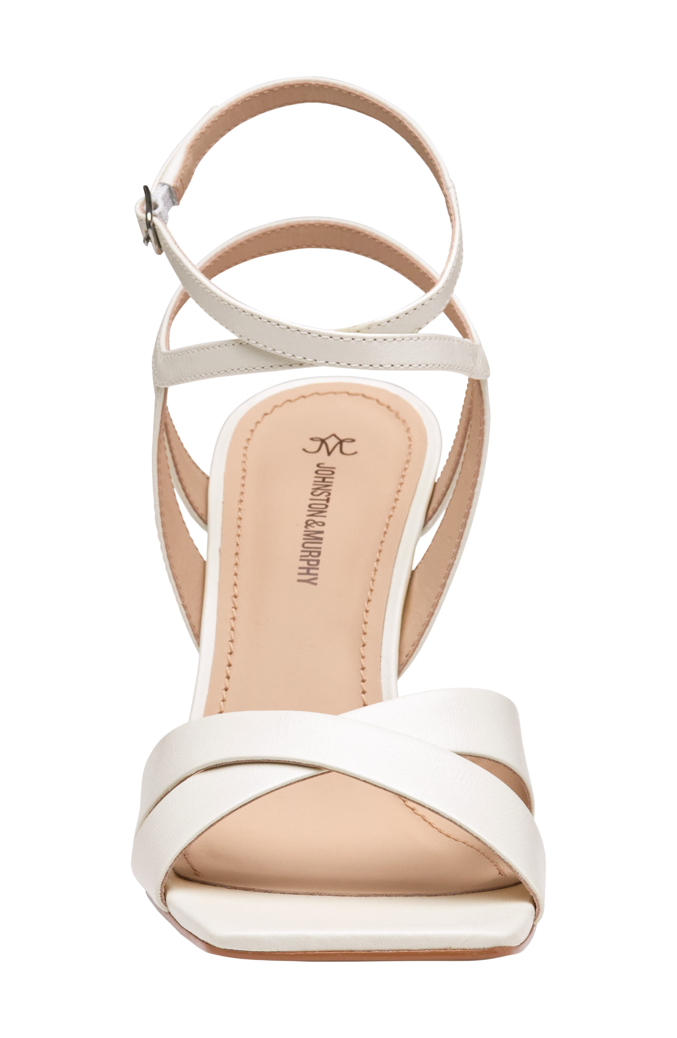 Johnston & Murphy Christine Ankle Strap Sandal, Alternate, color, White Glove Leather
