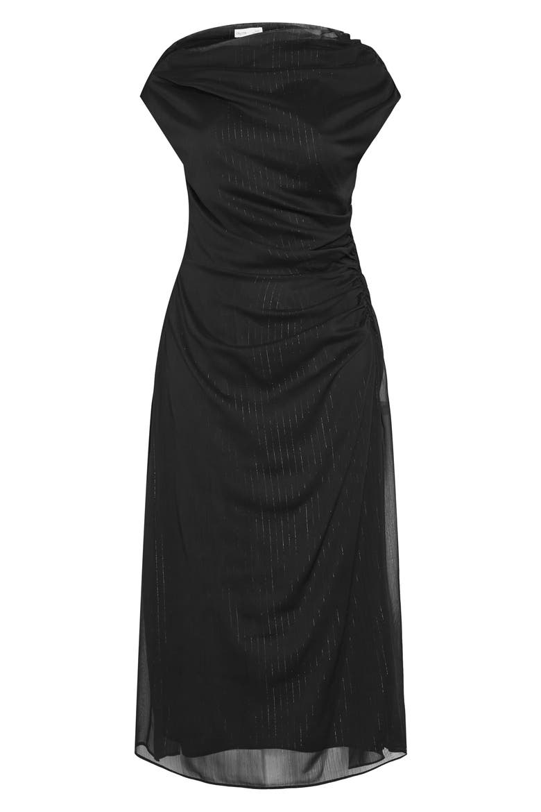 Vivid Ruched Maxi Dress, Alternate, color, METALLIC BLACK