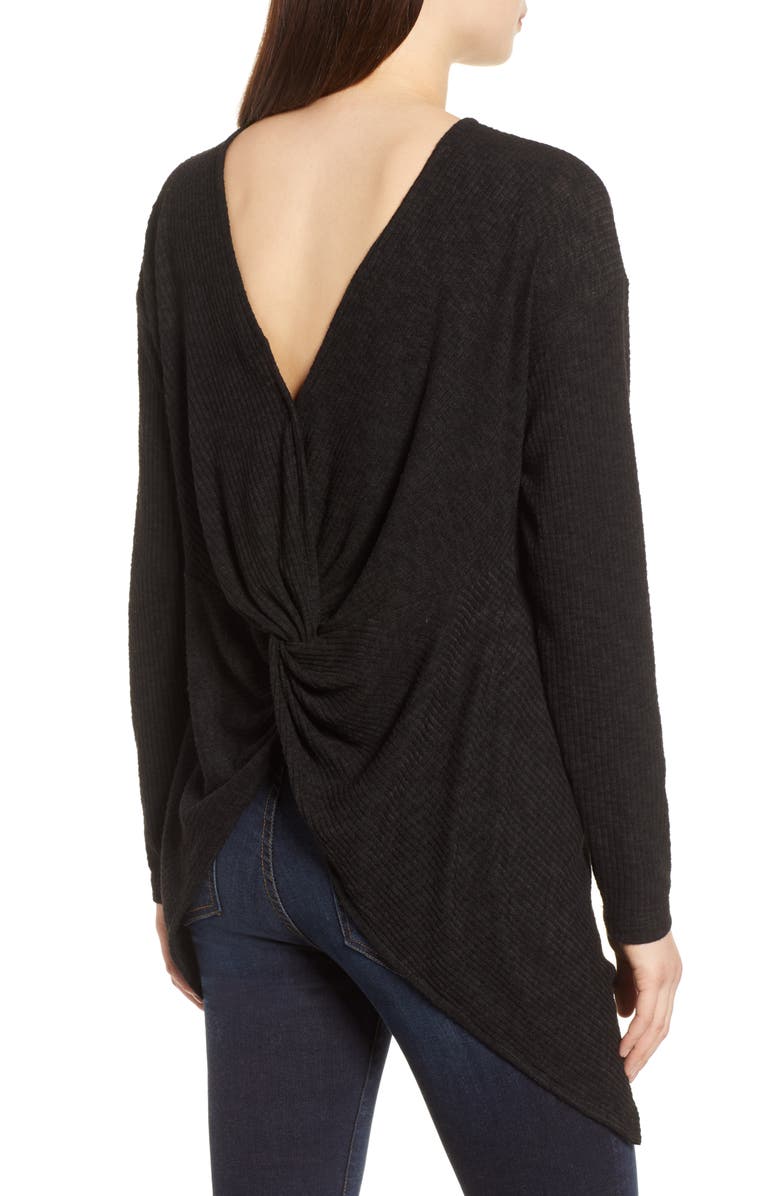 GIBSONLOOK Gibson Ribbed Cozy Fleece Twist Back Top, Alternate, color, 