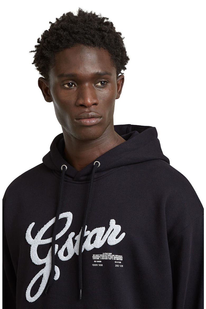 Chenille Relaxed Hoodie, Alternate, color, DARK BLACK
