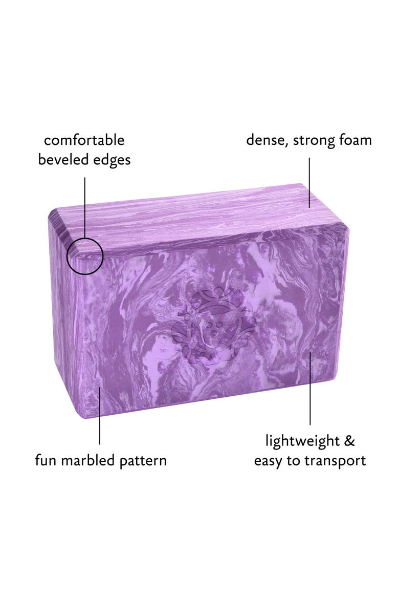 Marbled Yoga Foam Block 4", Alternate, color, Cosmic purple