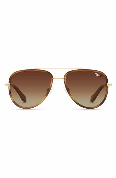 QUAY All In 49mm Mini Aviator Polarized Gradient Sunglasses