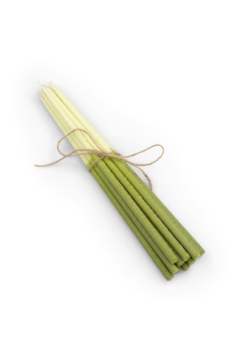 Thin Taper Candles - Two-Tone - Set of 12, Main, color, Pistachio, Eau De Nil