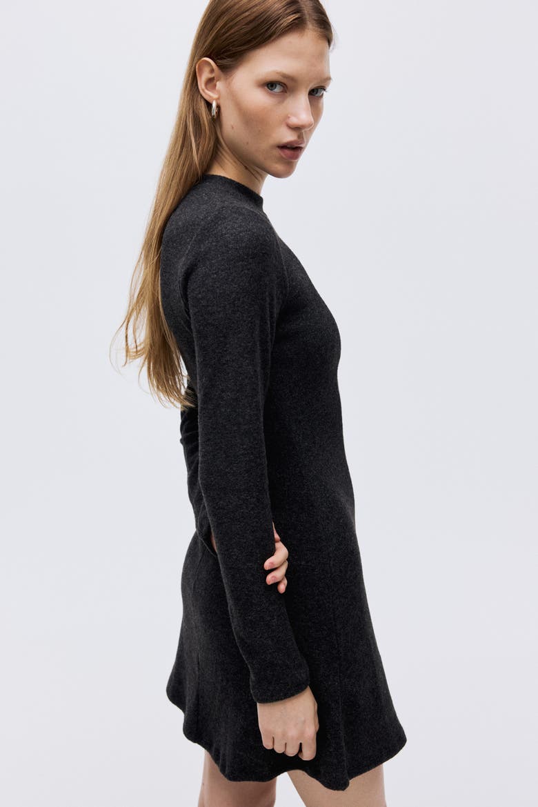 Knitted Mini Dress, Alternate, color, Dark gray melange
