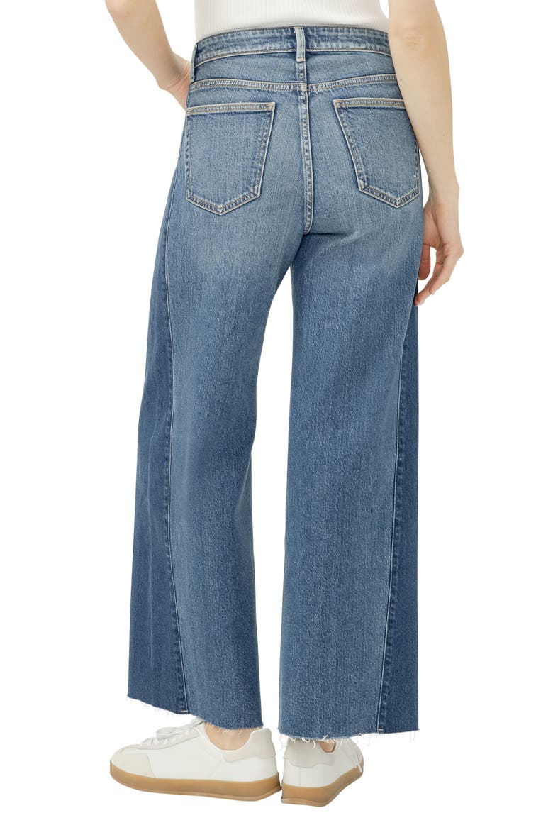 Isbister Raw Hem Two Tone High Waist Wide Leg Jeans, Alternate, color, ABIGAIL