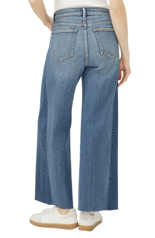 Silver Jeans Co. Isbister Raw Hem Two Tone High Waist Wide Leg Jeans In Blue