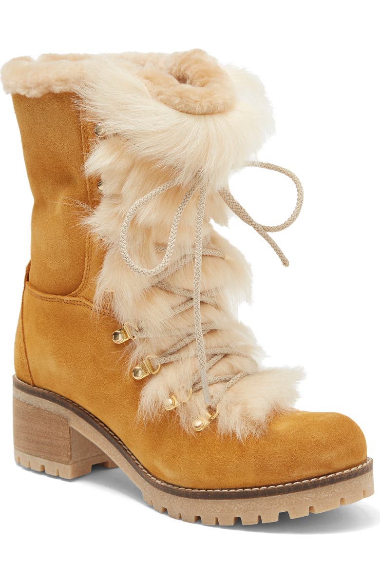 La Montelliana Stella Genuine Shearling Trimmed Lace-up Boot, Main, color,