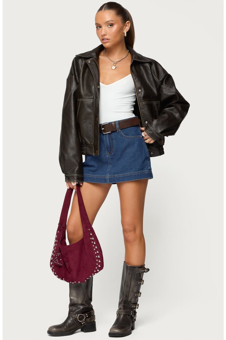 Felica Denim Miniskort, Alternate, color, BLUE-WASHED