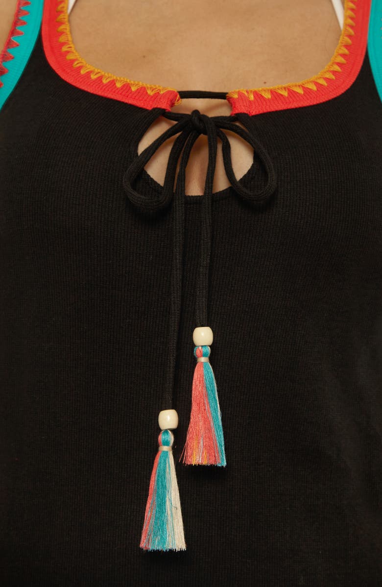 Lucky Brand Avila Rib Cover-Up Midi Dress, Alternate, color, Black