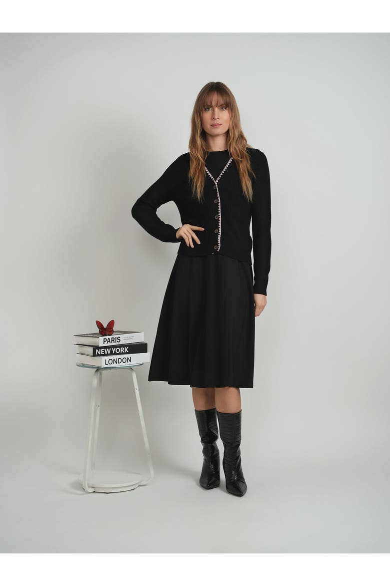 Chenille Button Front Knit Cardigan, Alternate, color, Black