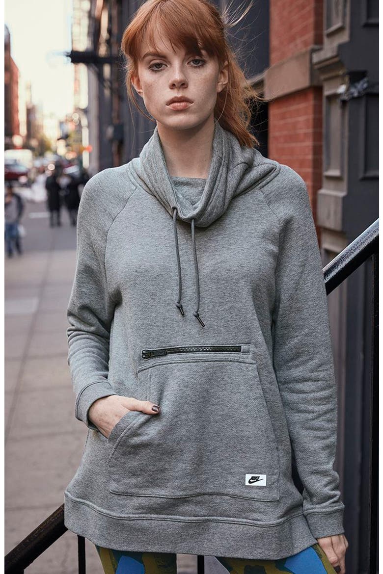 'Modern Funnel' Fleece Pullover, Main, color, SMOKEY BLUE/ SMOKEY BLUE