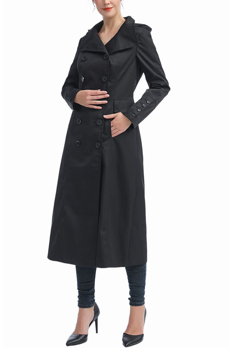 Women's Elana  Long Trench Coat, Alternate, color, Black