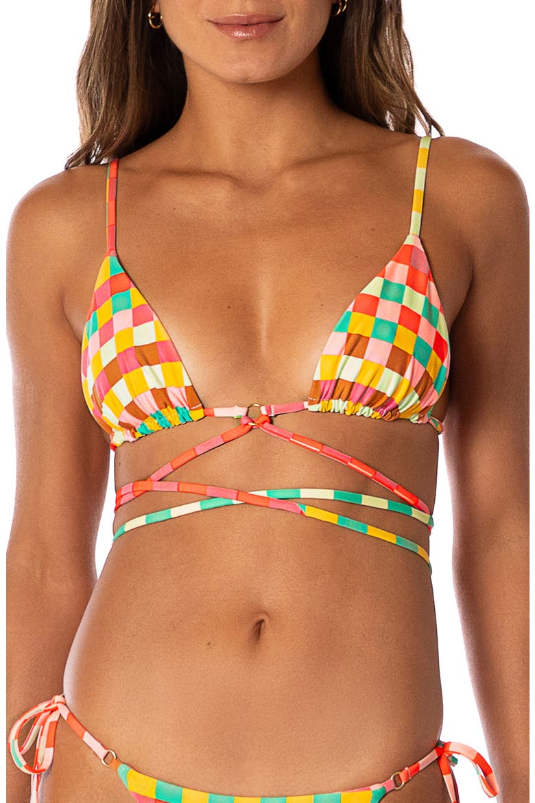 Golden Gambit Coco Reversible Bikini Top, Alternate, color, RED