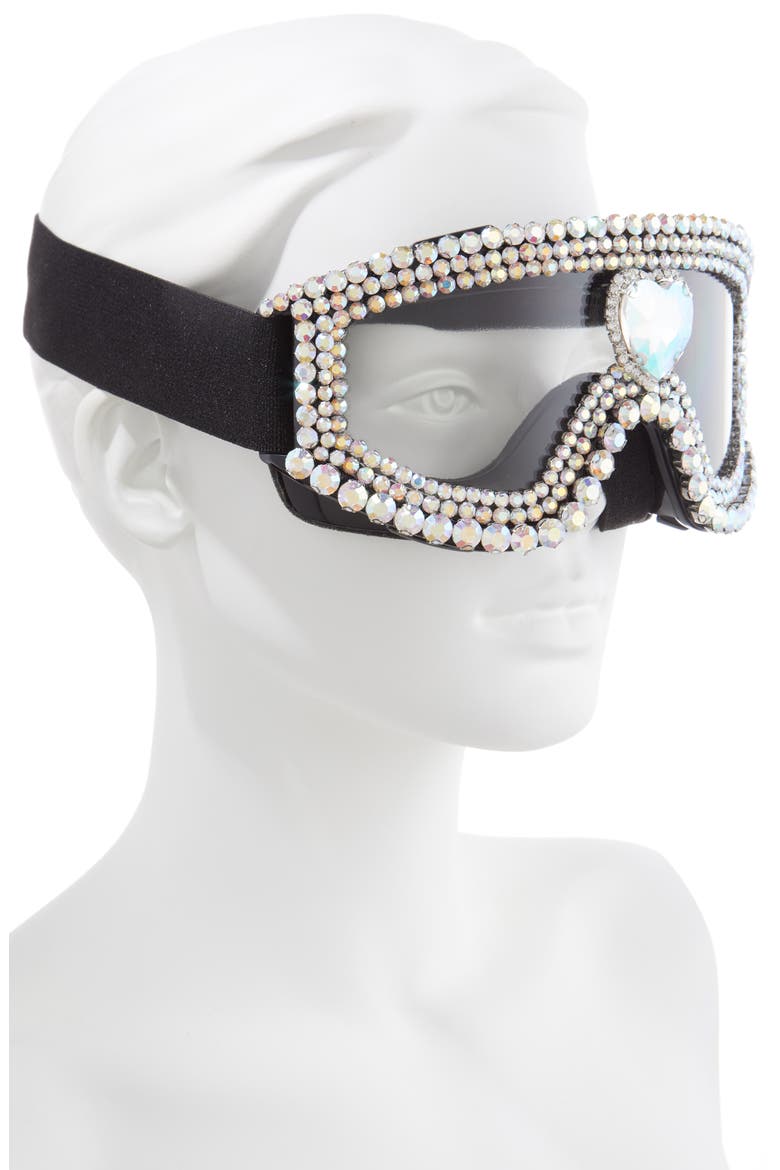 Crystal Heart Embellished Goggles, Alternate, color, BLACK