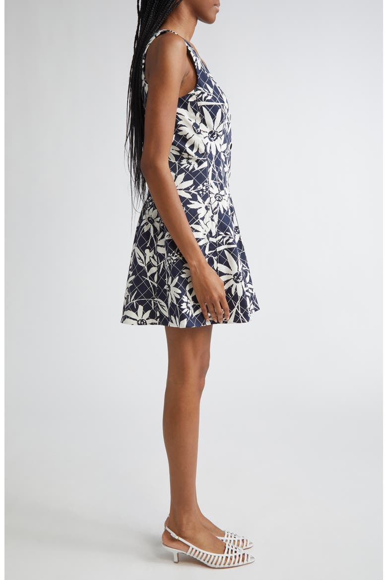 Lou Mixed Floral Sleeveless Stretch Cotton Fit & Flare Dress, Alternate, color, NAVY DOVE