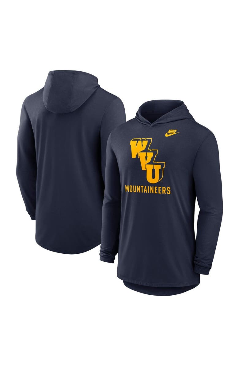 Nike Men
s Nike Navy West Virginia Mountaineers Legacy Tri-Blend Dri-FIT Long Sleeve Hoodie T-Shirt, Main, color, Navy