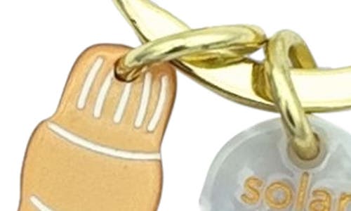 Solar Eclipse Hand Painted Champagne Key Chain Bag Charm In Multi