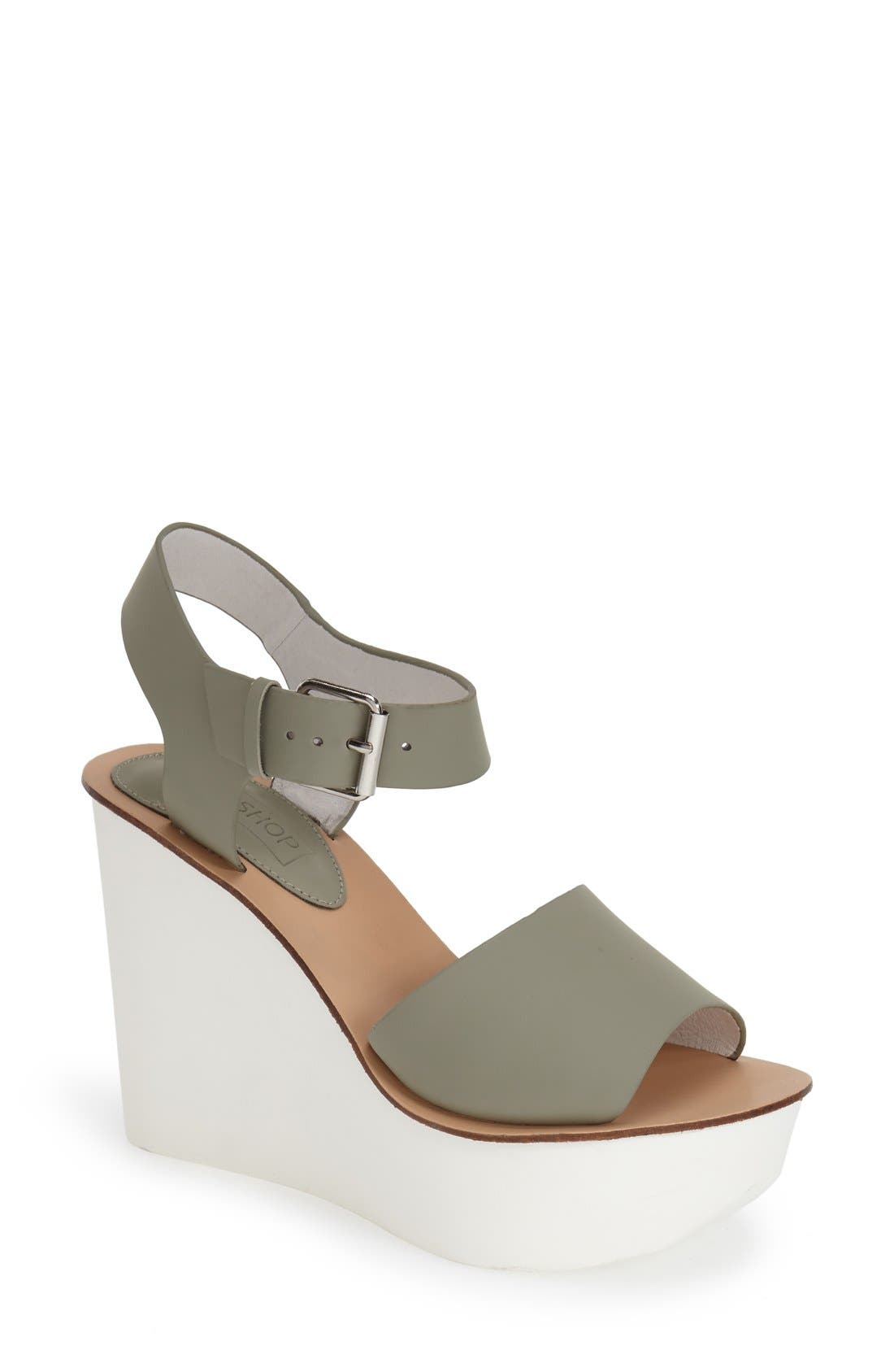 Platform Wedge Sandal, Main, color, LIGHT GREEN