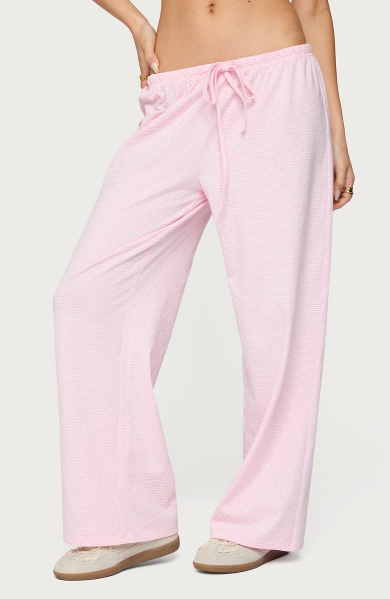 EDIKTED Olivia Stripe Relaxed Fit Drawstring Pants, Alternate, color, Light-Pink