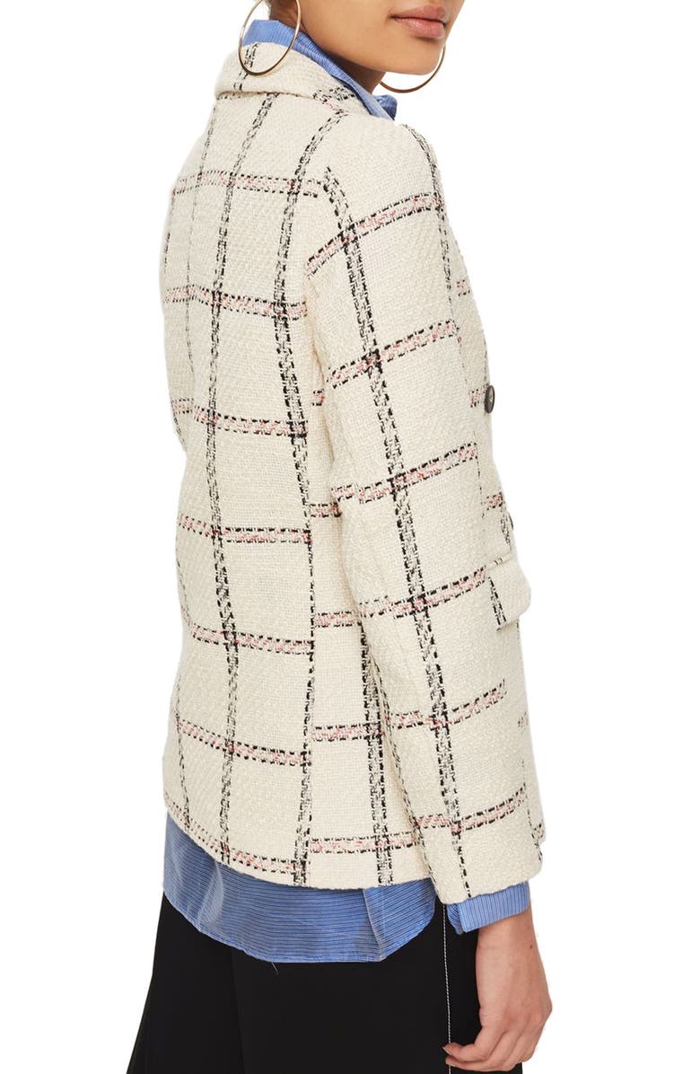Topshop Check Double Breasted Blazer, Alternate, color, 