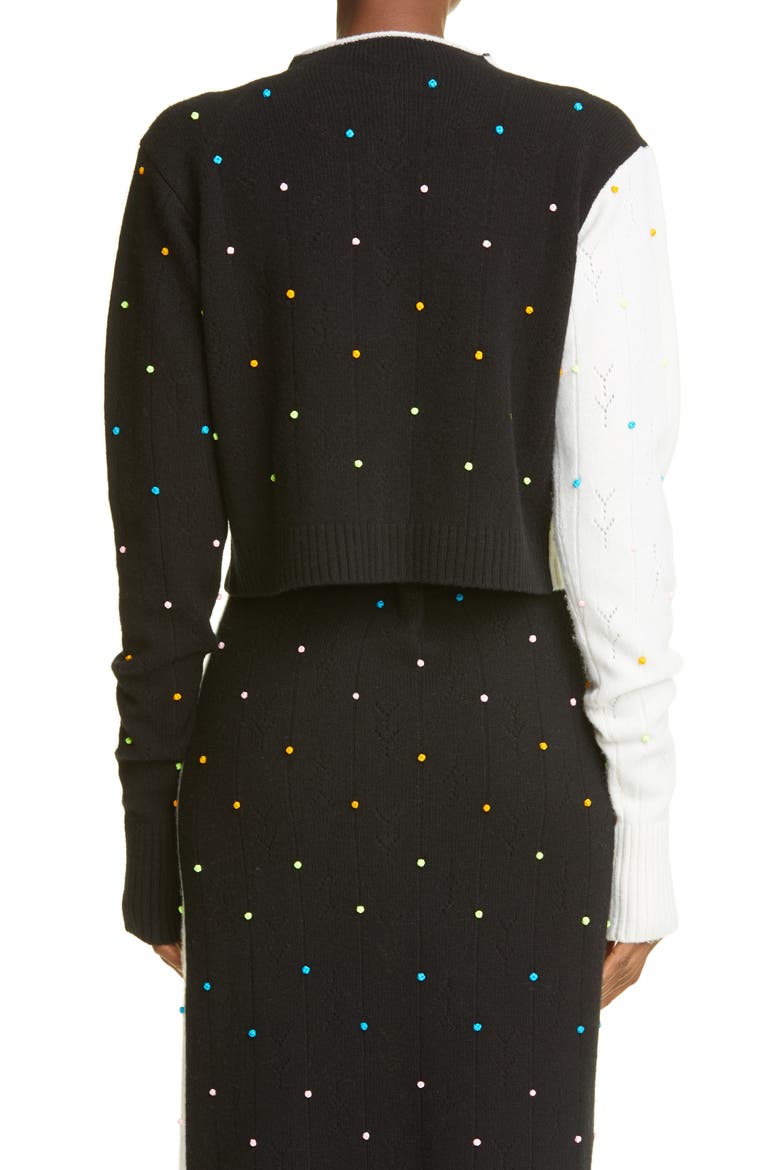 Rosie Extra Long Sleeve Lambswool Cardigan, Alternate, color, BLACK/ WHITE