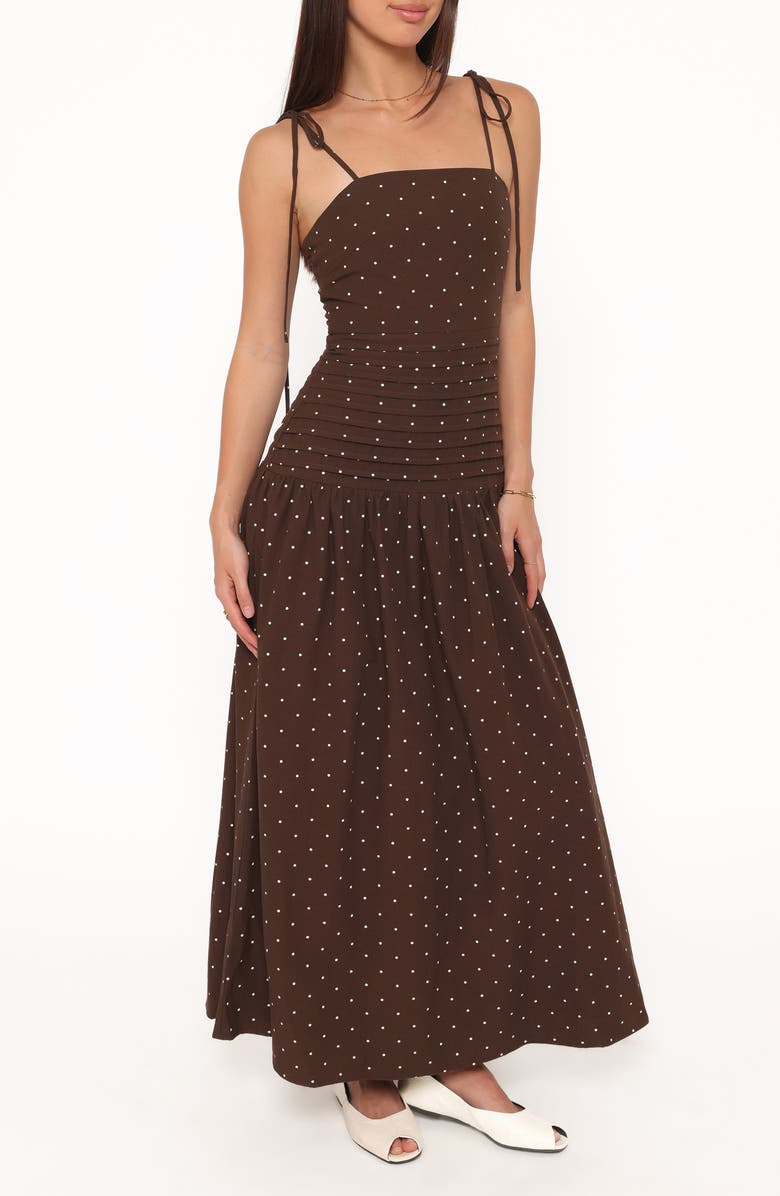 Petal & Pup Mischa Polka Dot Maxi Dress, Alternate, color, Brown Polka Dot