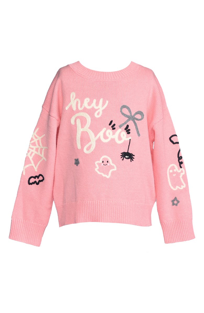 Truly Me Kids' Hey Boo Cotton Blend Sweater, Main, color, Pink