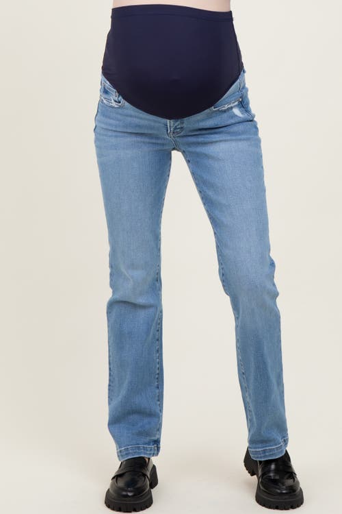 Pinkblush Mid Rise Straight Maternity Jeans In Blue