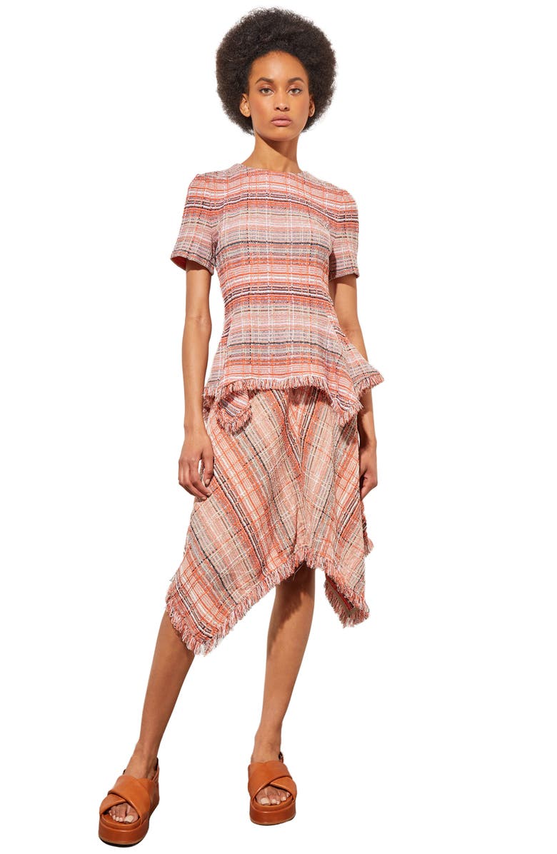 Ming Wang Tweed Peplum Top, Alternate, color, Verm/Jav/Mul