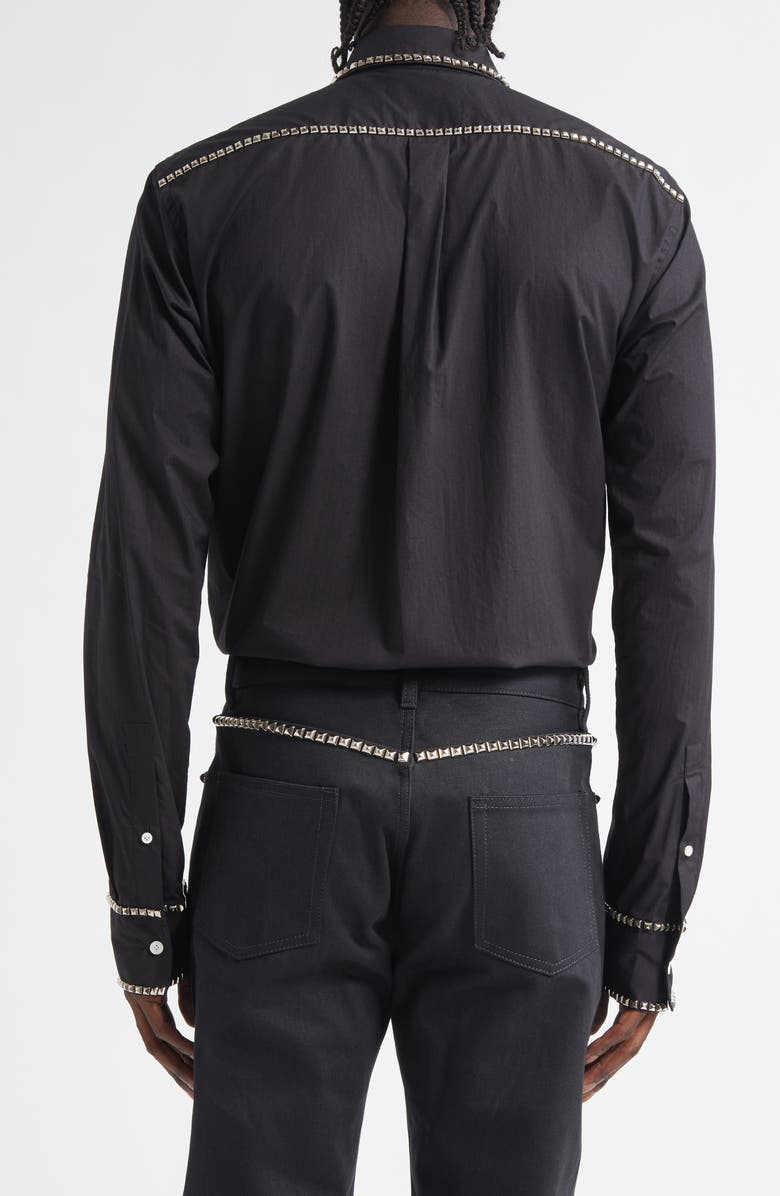 TAKAHIROMIYASHITA TheSoloist. Stud Embellished Reglar Collar Broad Button-Up Shirt, Alternate, color, Black