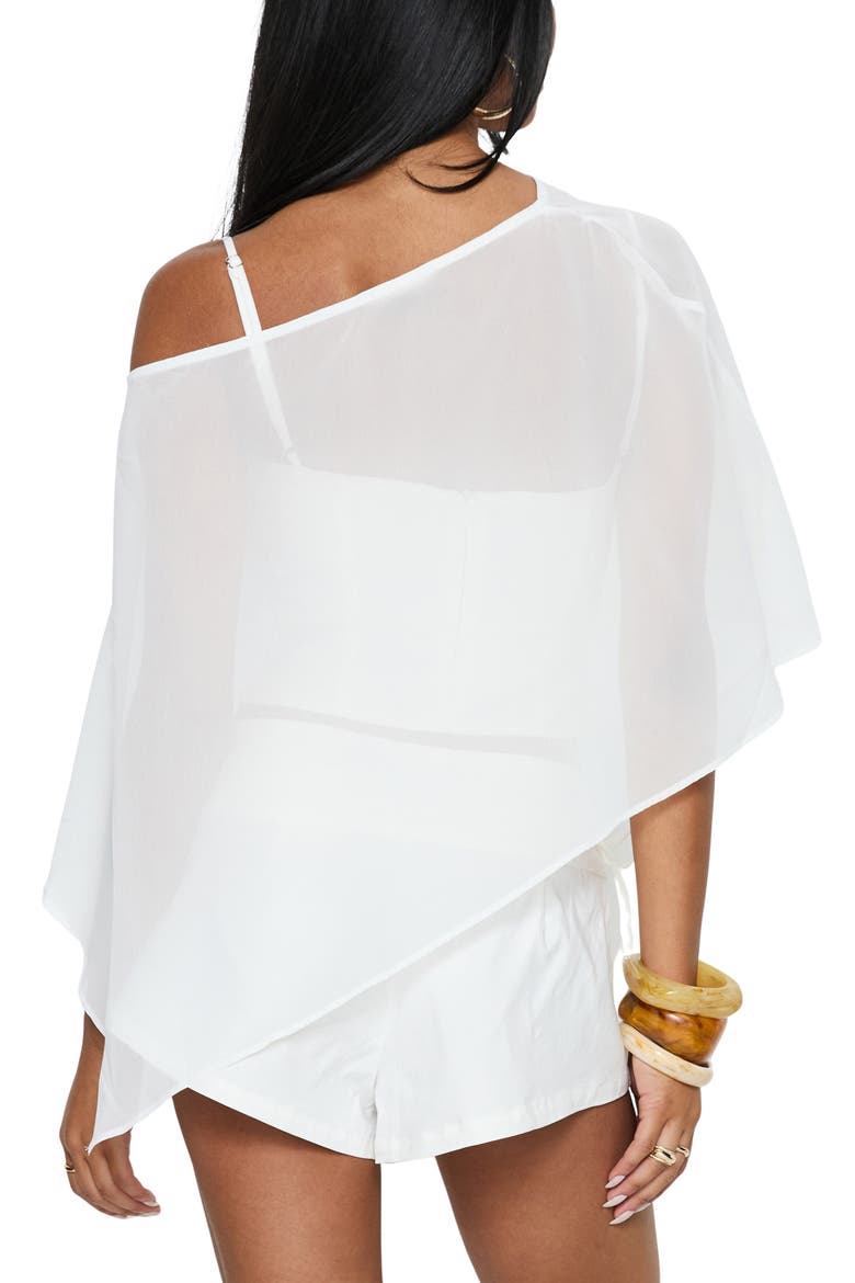 Senzo Asymmetrical Chiffon Poncho Top, Alternate, color, WHITE