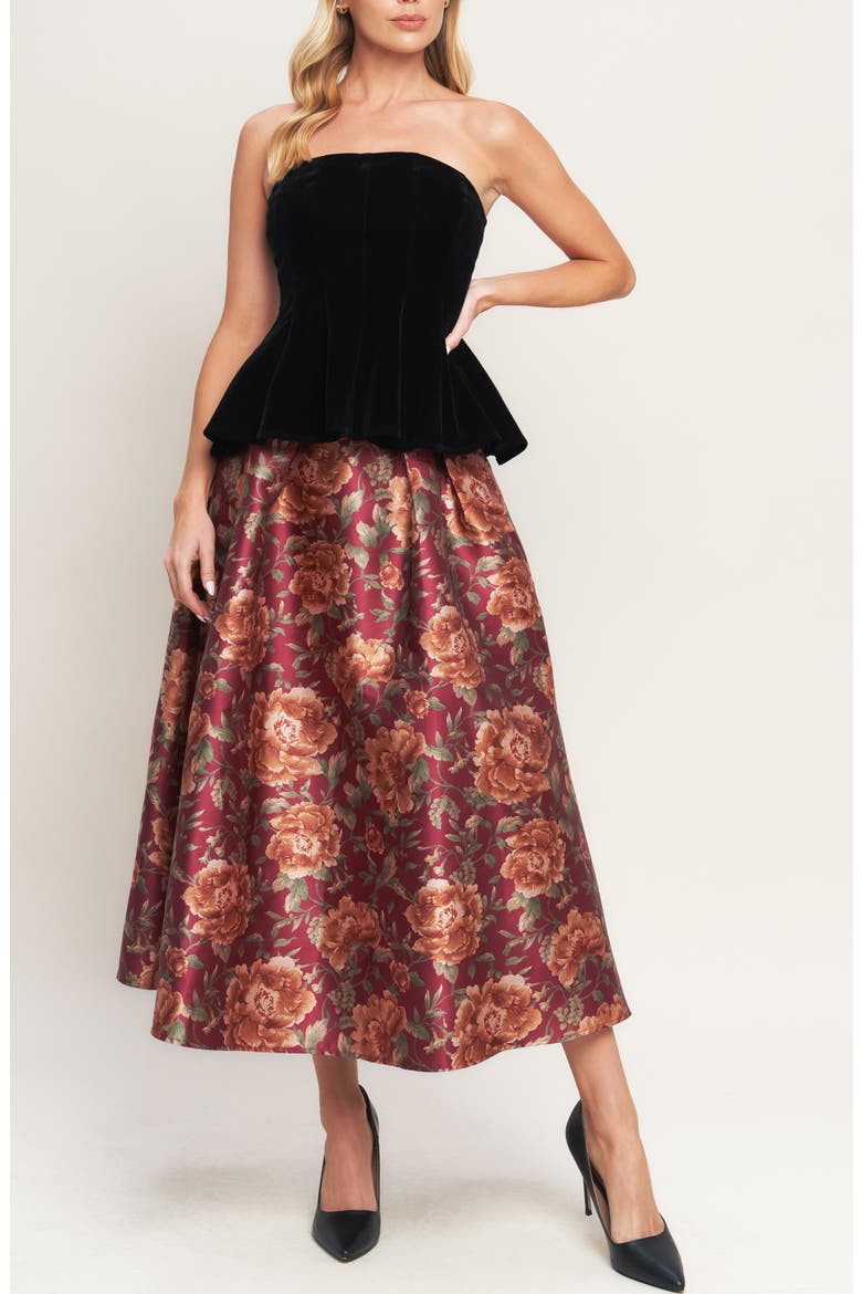 Velvet Peplum Tube Top, Alternate, color, BLACK