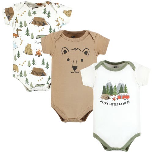 Hudson Baby All-season Cotton One-piece Garment Set Of 3 In Brown