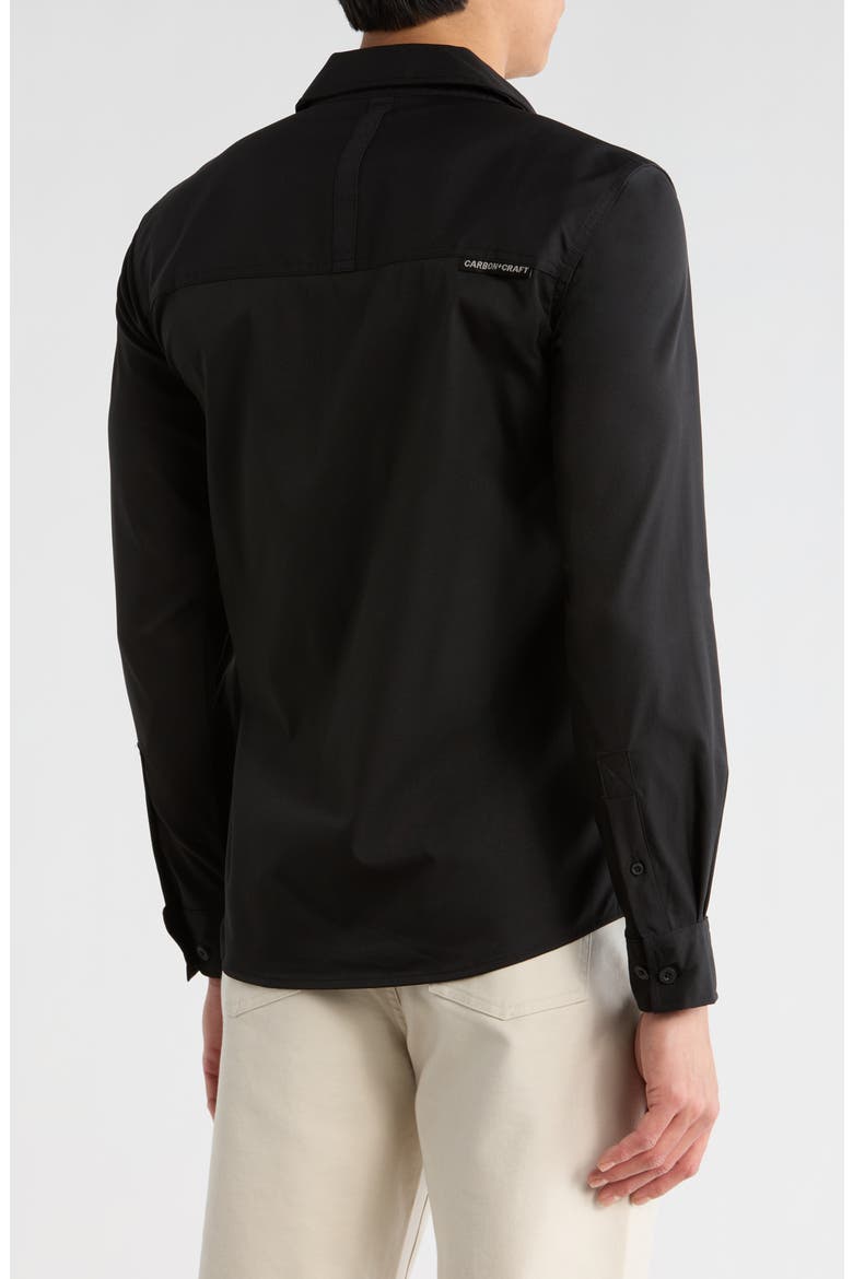 Water Resistant Technical Button-Up Shirt, Alternate, color, BLACK