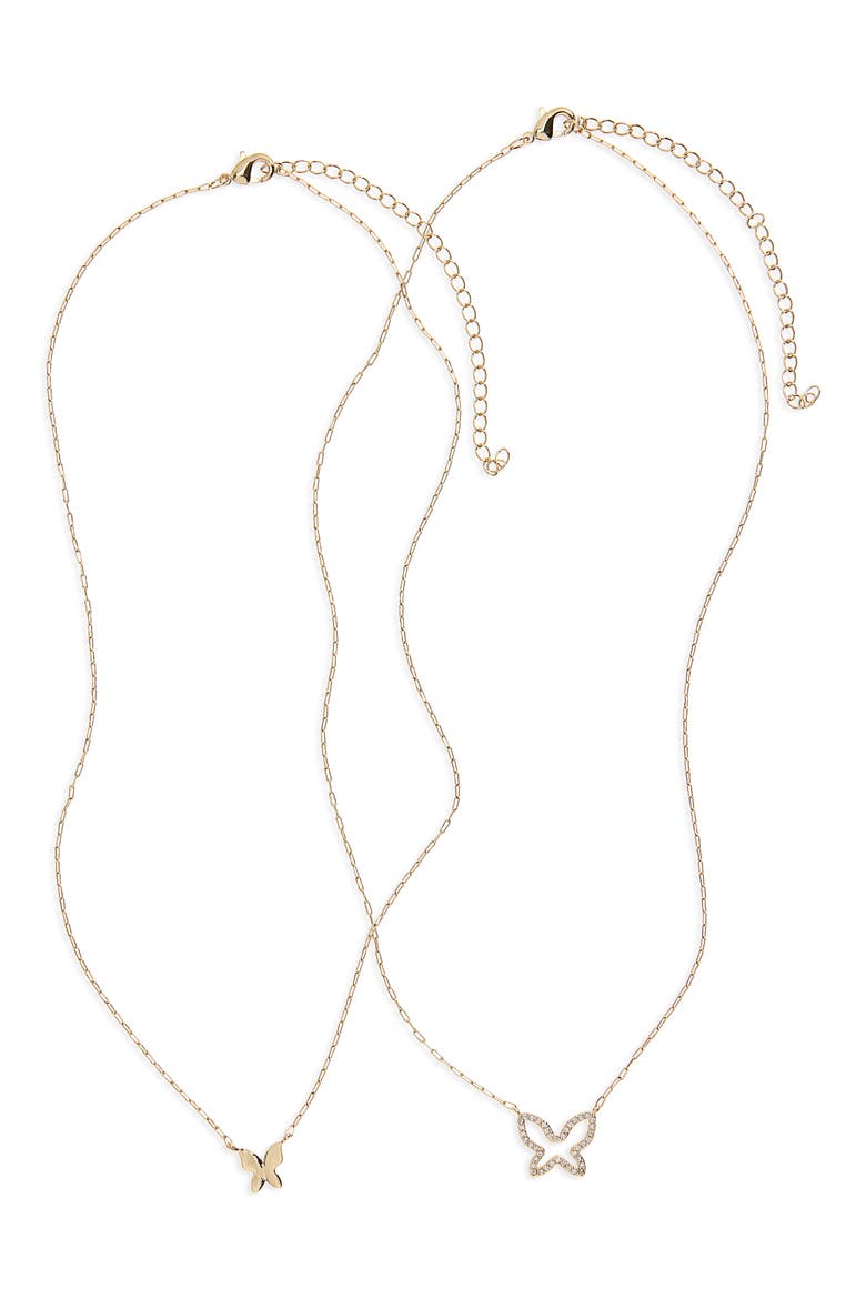 CZ You & Me Butterfly Pendant Necklace Set, Alternate, color, CLEAR- GOLD