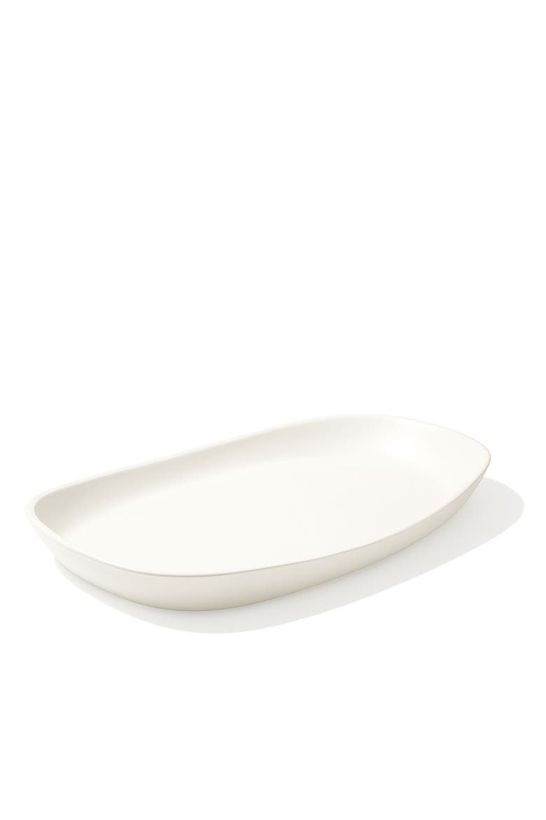 Serving Platter, Bowl & Olive Wood Servers, Set of 4, Alternate, color, Matte White