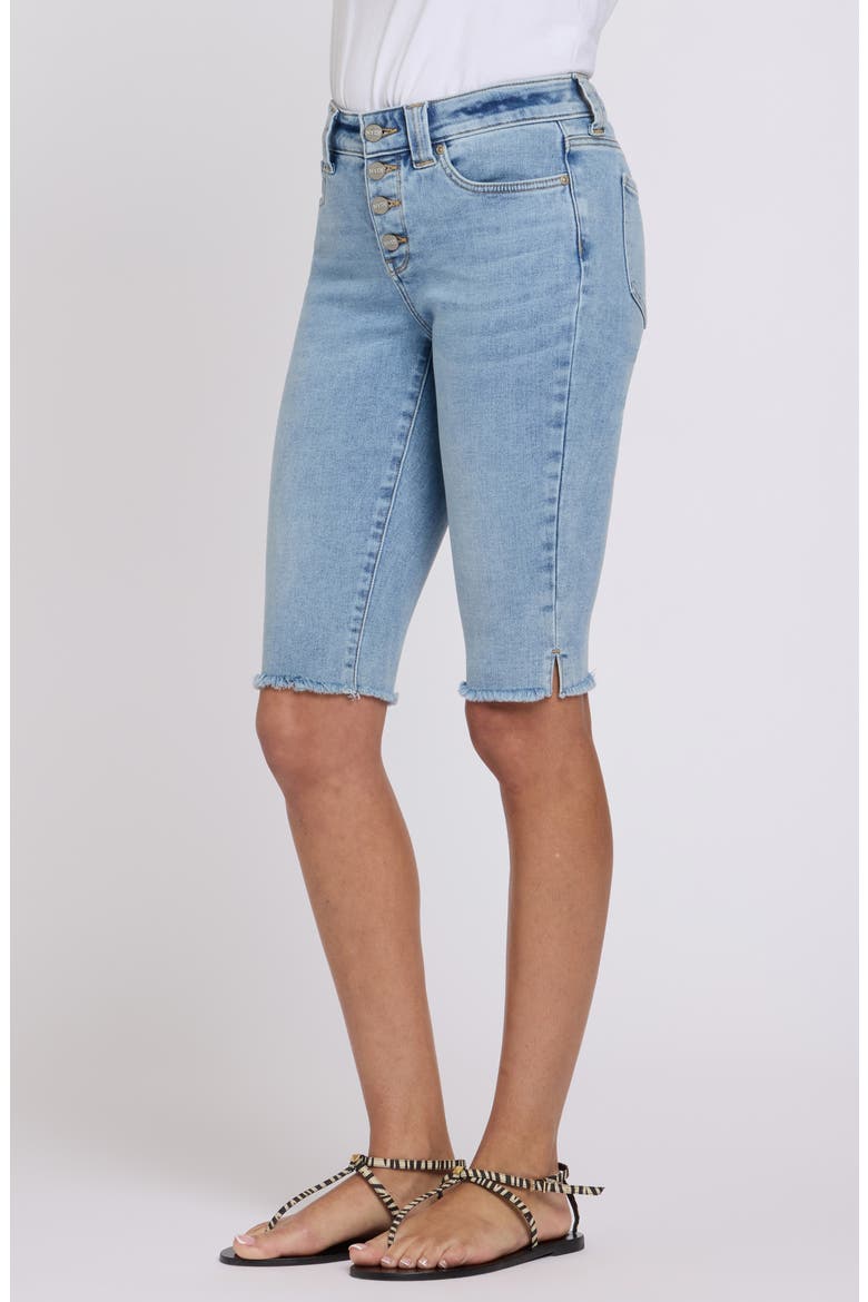 Sophie Bike Fray Hem Denim Shorts, Alternate, color, MIST SPRINGS