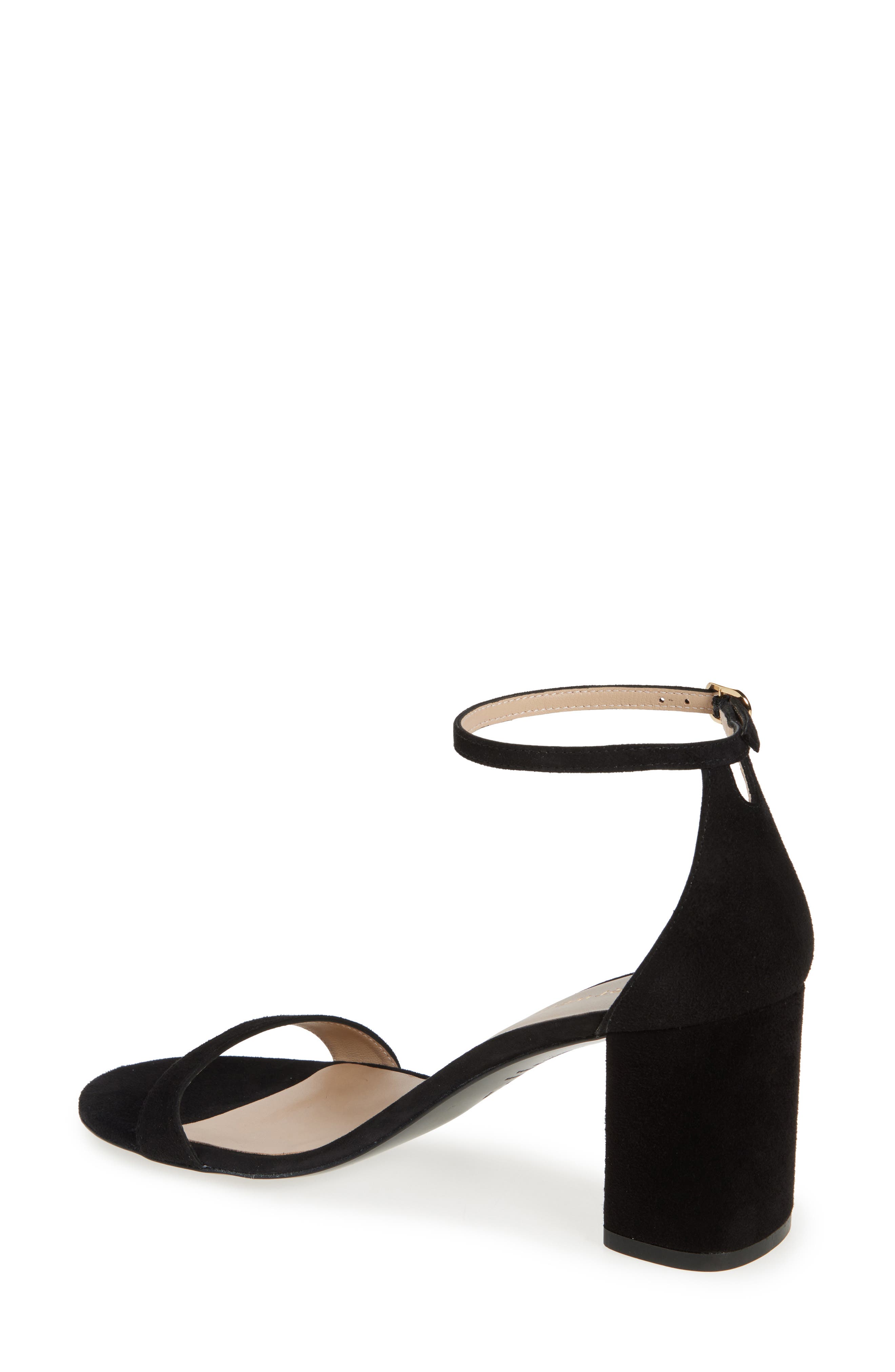 Stuart Weitzman Nudist Block 75 Sandal, Alternate, color, Black