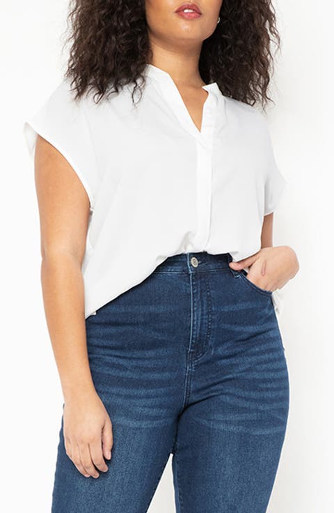 売れ筋商品|||エロクイ カットソー トップス レディース Women's Plus Size Notch Collar Blouse Fuchsia Women's ELOQUII | Nordstrom